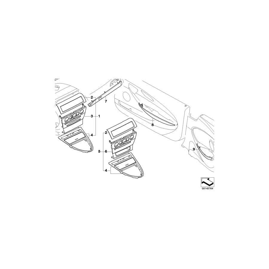 Genuine BMW 51168028886 E63 E64 Decor Panel For Centre Console SCHWARZ (Inc. 645Ci, 650i & 630i) | ML Performance UK Car Parts