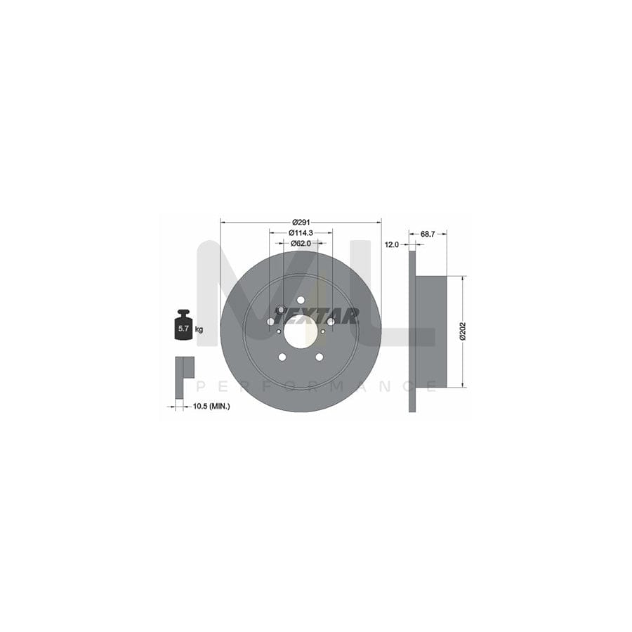 TEXTAR 92144200 Brake Disc Solid, without wheel hub, without wheel studs | ML Performance Car Parts