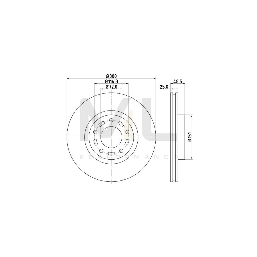 HELLA 8DD 355 110-891 Brake Disc Internally Vented, without wheel hub, without wheel studs | ML Performance Car Parts