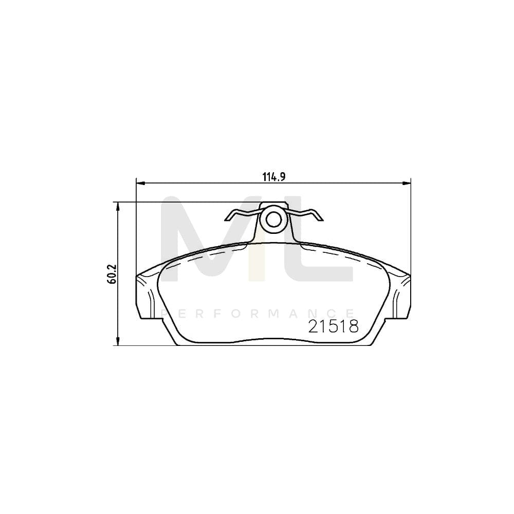 Hella 8DB 355 018-081 Brake Pad Set Not Prepared For Wear Indicator, With Brake Caliper Screws | ML Performance Car Parts