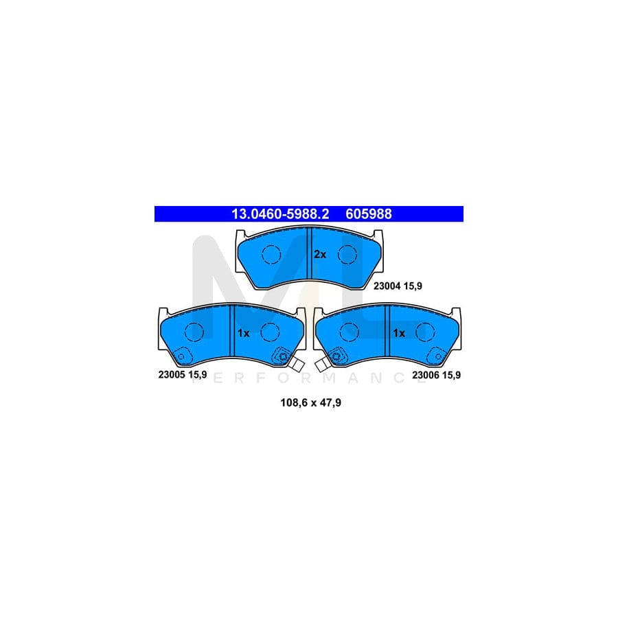 ATE 13.0460-5988.2 Brake pad set for NISSAN ALMERA with acoustic wear warning | ML Performance Car Parts