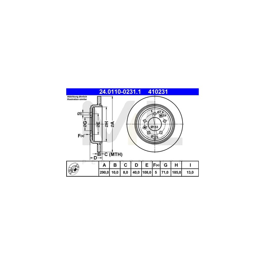 ATE 24.0110-0231.1 Brake Disc for PEUGEOT 605 Saloon Solid | ML Performance Car Parts