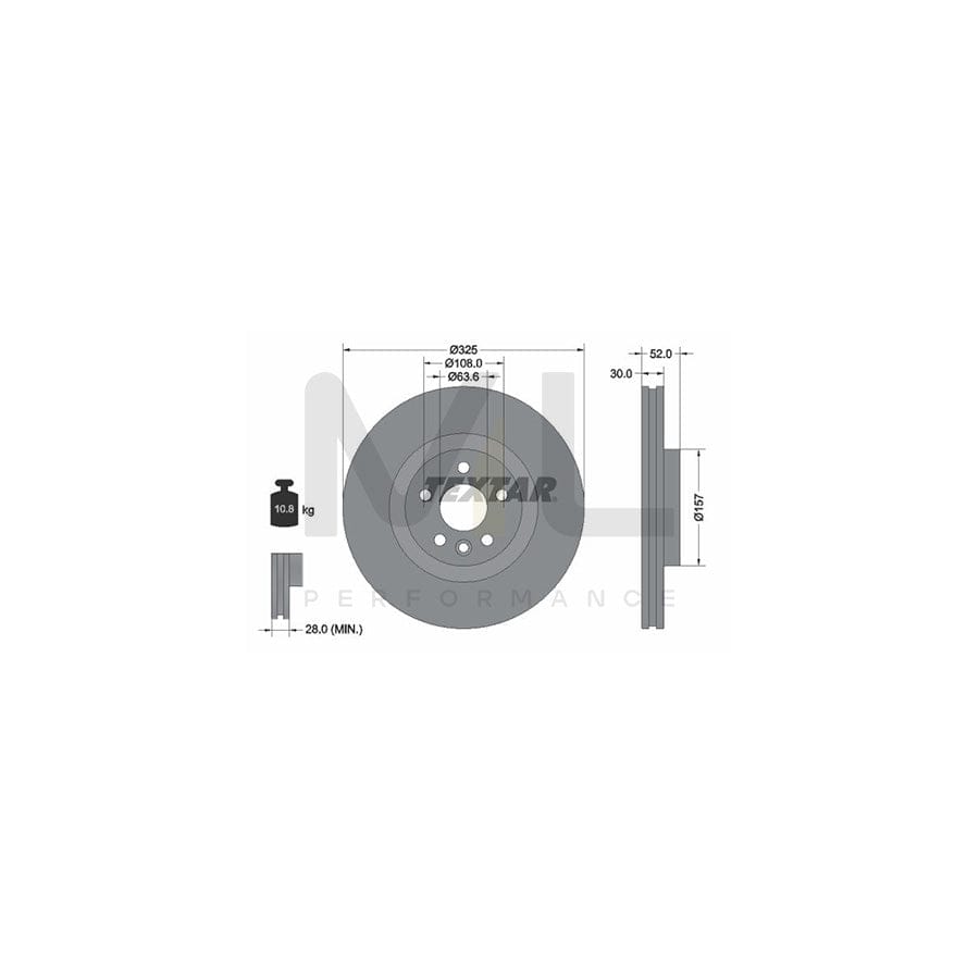 TEXTAR PRO 92278603 Brake Disc Internally Vented, Coated, without wheel hub, without wheel studs | ML Performance Car Parts