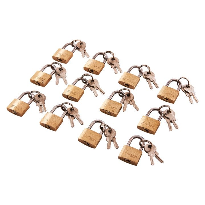 Amtech 12pcs. 20mm Brass Padlock | ML Performance DIY & Power Tools