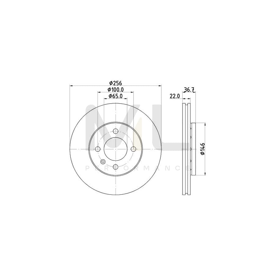 HELLA 8DD 355 125-391 Brake Disc PRO, Externally Vented, Coated, without wheel hub, without wheel studs | ML Performance Car Parts