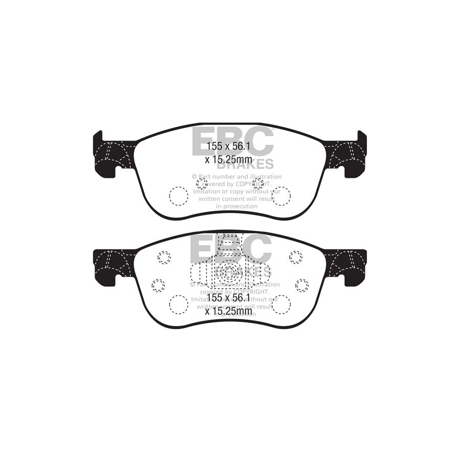 EBC PD13KF870 Ford Fiesta Mk8 Yellowstuff Front Brake Pad & GD Disc Kit - ATE Caliper 2 | ML Performance UK Car Parts