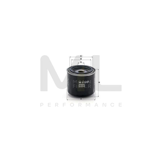 MANN-FILTER W 811/81 Oil Filter Spin-on Filter, with one anti-return valve | ML Performance Car Parts