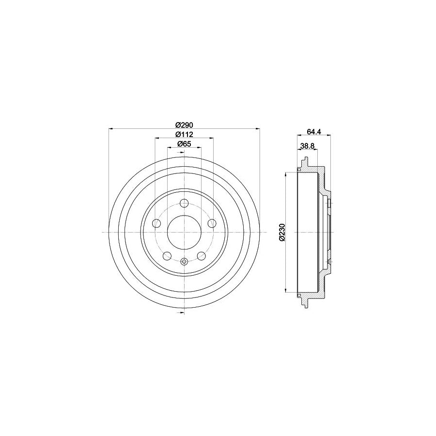 Hella 8DT 355 302-561 Brake Drum For VW Jetta Mk6 (162, 163, AV3, AV2)