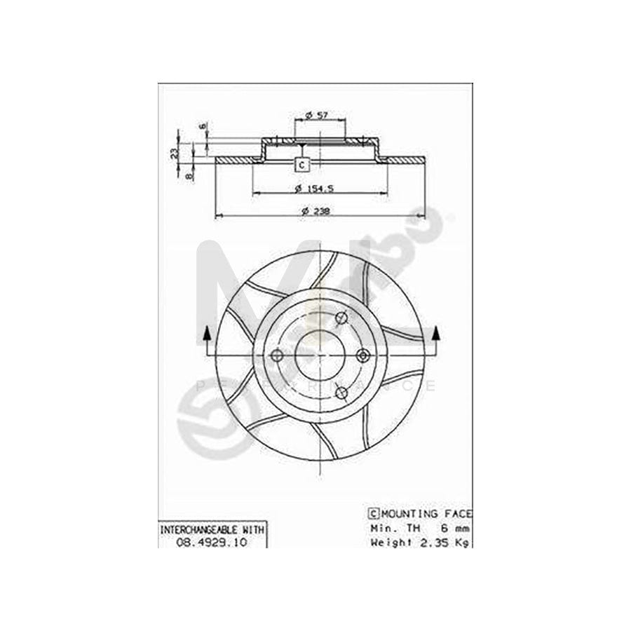 BREMBO MAX LINE 08.4929.75 Brake Disc Slotted, Solid, Coated, with bolts/screws | ML Performance Car Parts