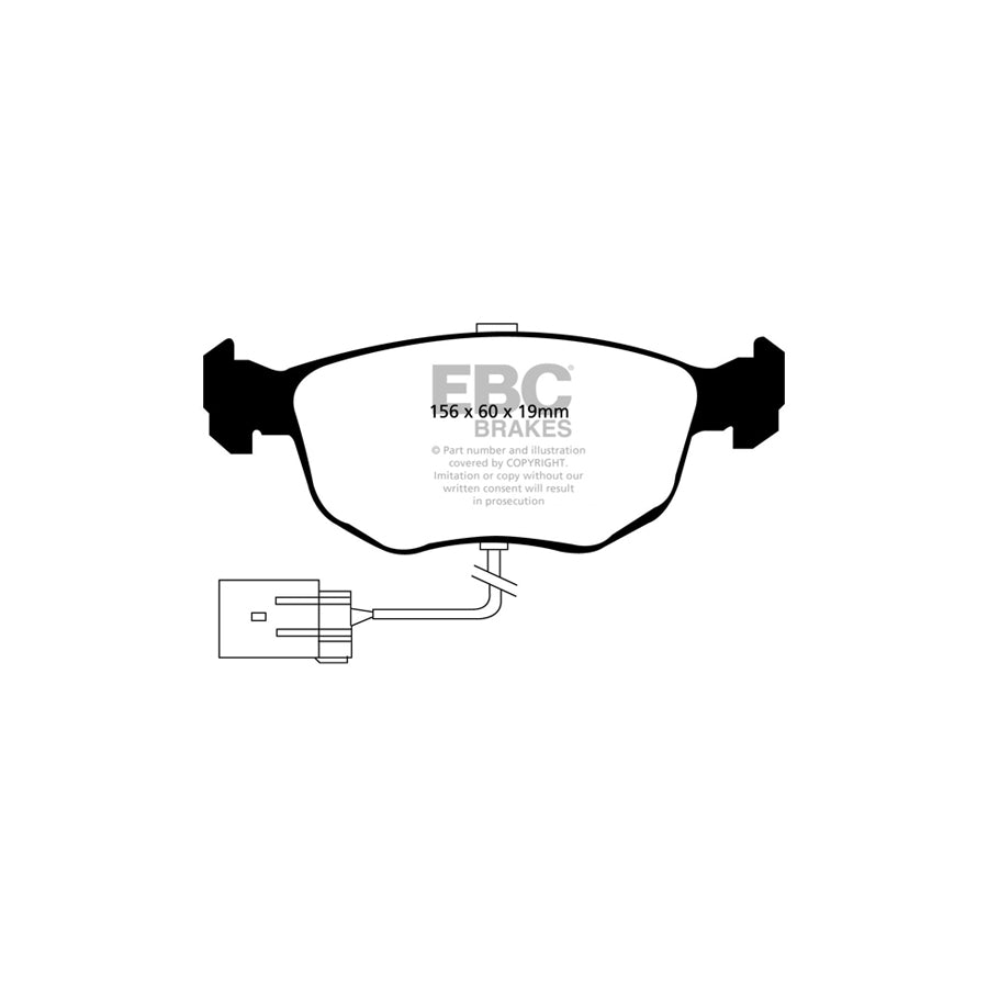 EBC PD01KF1793 Ford Escort Mk5 Greenstuff Front Brake Pad & Plain Disc Kit  - Girling/TRW Caliper 2 | ML Performance UK Car Parts