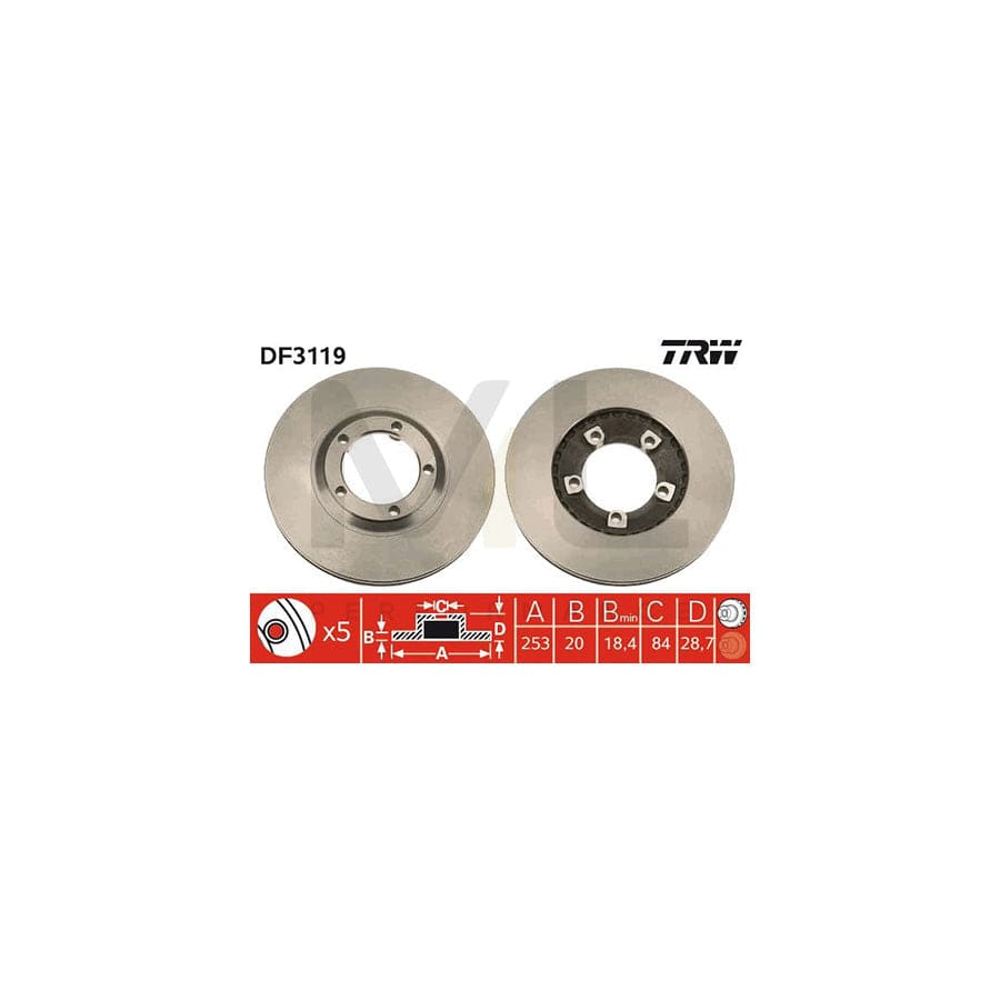 TRW DF3119 Brake Disc Vented, Painted | ML Performance Car Parts