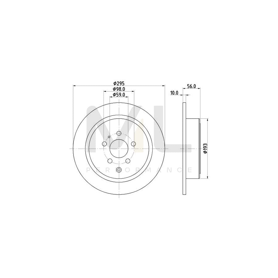 HELLA 8DD 355 104-461 Brake Disc Solid, without wheel hub, without wheel studs | ML Performance Car Parts