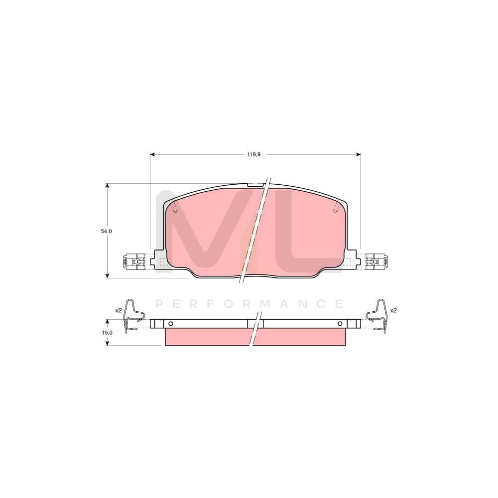 TRW Gdb798 Brake Pad Set With Acoustic Wear Warning, With Accessories | ML Performance Car Parts