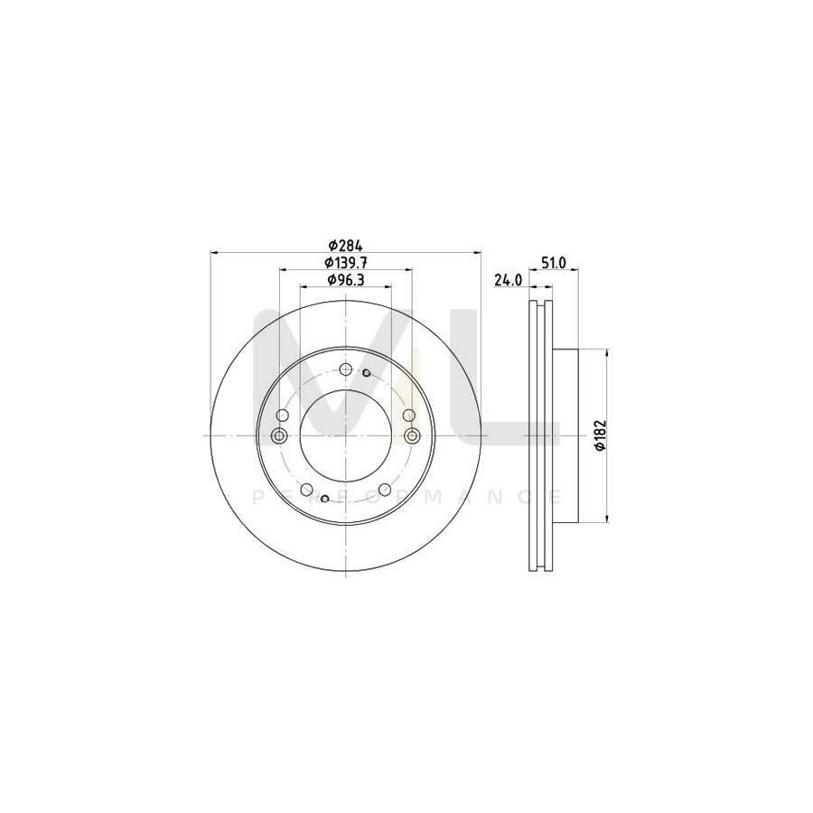 HELLA 8DD 355 107-381 Brake Disc Internally Vented, without wheel hub, without wheel studs | ML Performance Car Parts