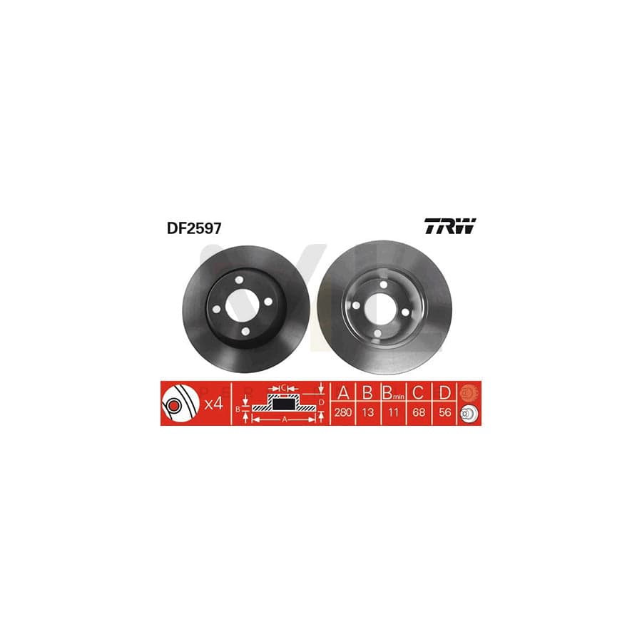 TRW DF2597 Brake Disc Solid, Painted, High-carbon | ML Performance Car Parts