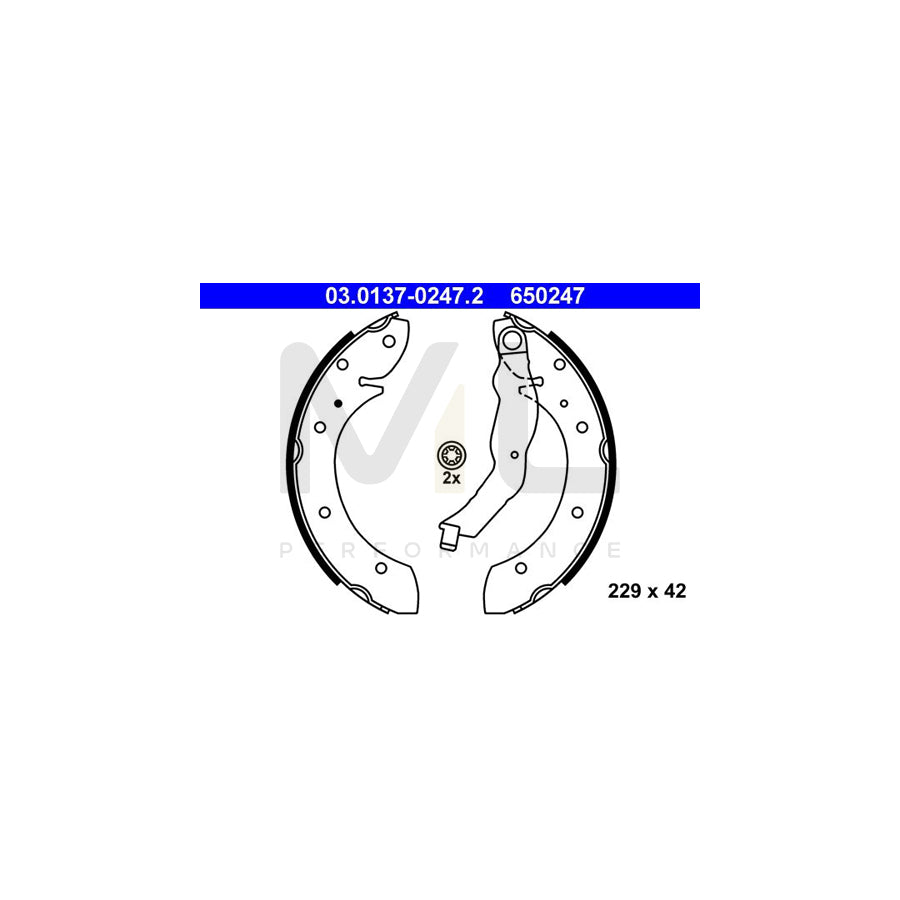 ATE 03.0137-0247.2 Brake Shoe Set for BMW 3 Series with lever | ML Performance Car Parts