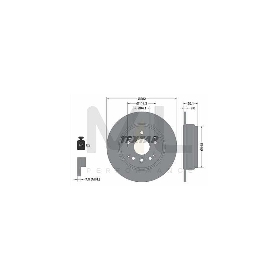 TEXTAR PRO 92261703 Brake Disc Solid, Coated, without wheel hub, without wheel studs | ML Performance Car Parts