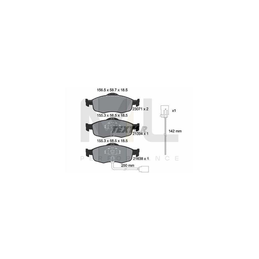 TEXTAR 2307104 Brake pad set with integrated wear warning contact, with accessories | ML Performance Car Parts