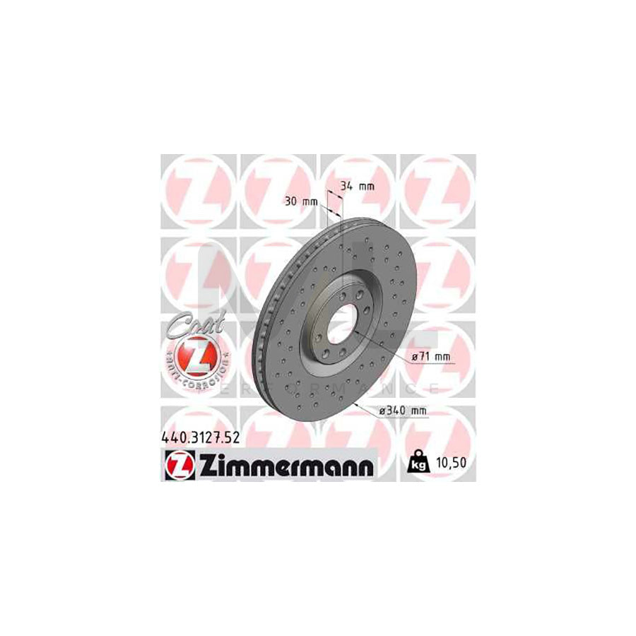 ZIMMERMANN SPORT COAT Z 440.3127.52 Brake Disc Internally Vented, Perforated, Coated | ML Performance Car Parts