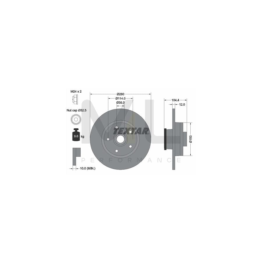 TEXTAR PRO 92268903 Brake Disc Solid, Coated, with ABS sensor ring, with wheel bearing, with wheel hub | ML Performance Car Parts