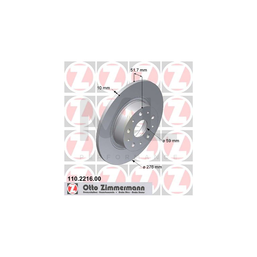 ZIMMERMANN 110.2216.00 Brake Disc Solid | ML Performance Car Parts