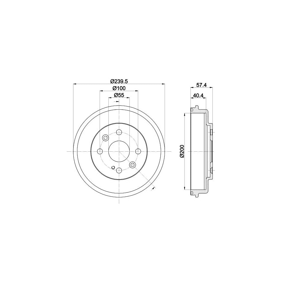 Hella 8DT 355 302-491 Brake Drum For Mazda 2