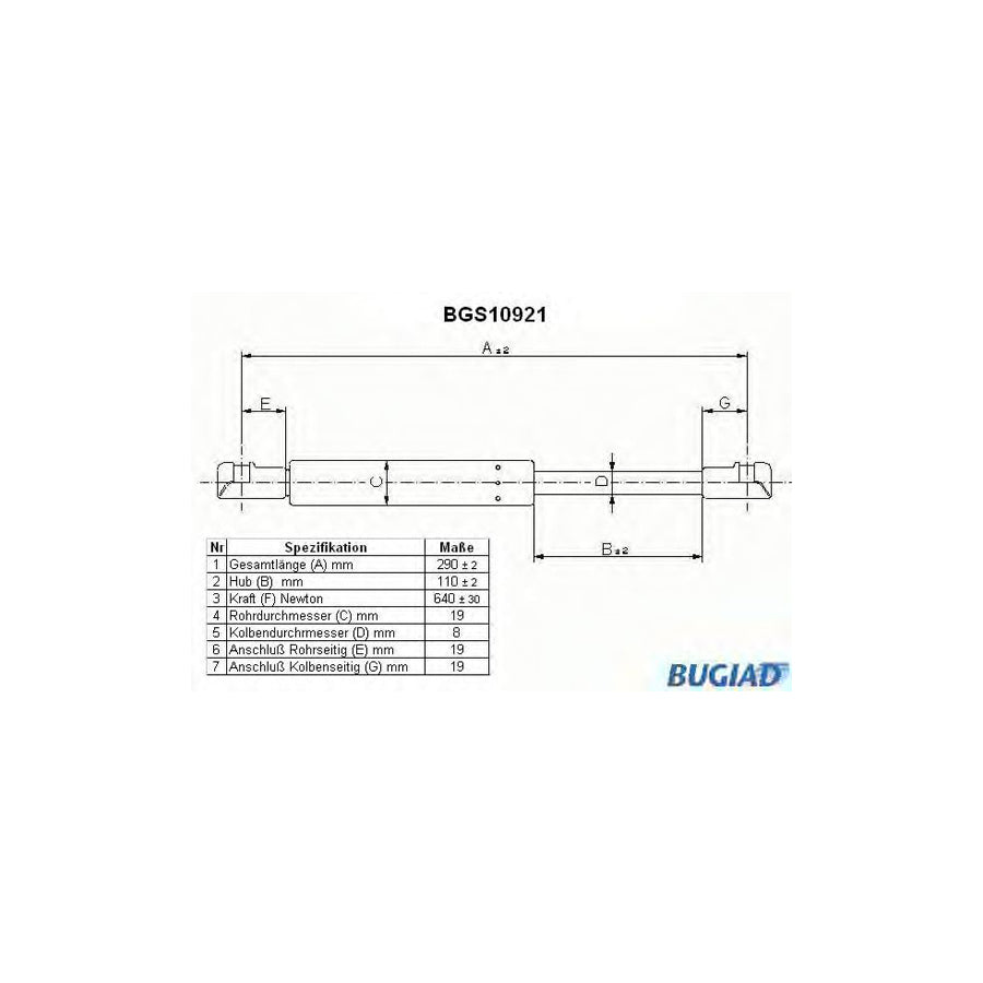 Bugiad BGS10921 Bonnet Strut For Bmw X5 (E53)