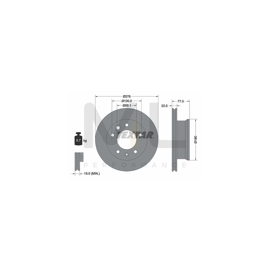 TEXTAR 92131500 Brake Disc Internally Vented, without wheel hub, without wheel studs | ML Performance Car Parts