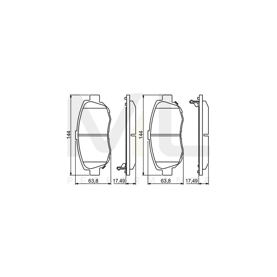 Bosch 0986494211 Brake Pad Set With Acoustic Wear Warning, With Anti-Squeak Plate BP1147 | ML Performance Car Parts