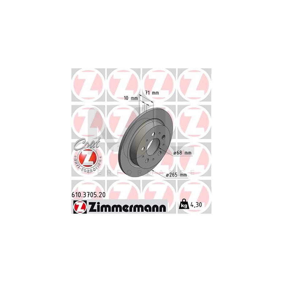 ZIMMERMANN COAT Z 610.3705.20 Brake Disc Solid, Coated | ML Performance Car Parts