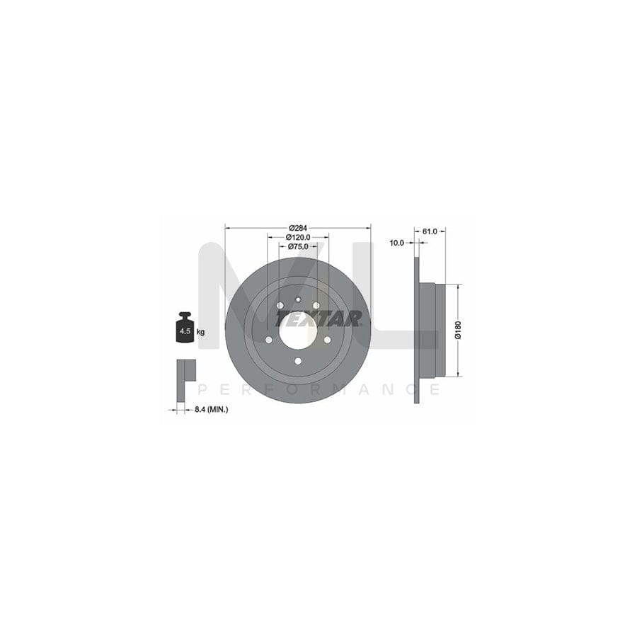 TEXTAR 92022400 Brake Disc Solid, without wheel hub, without wheel studs | ML Performance Car Parts