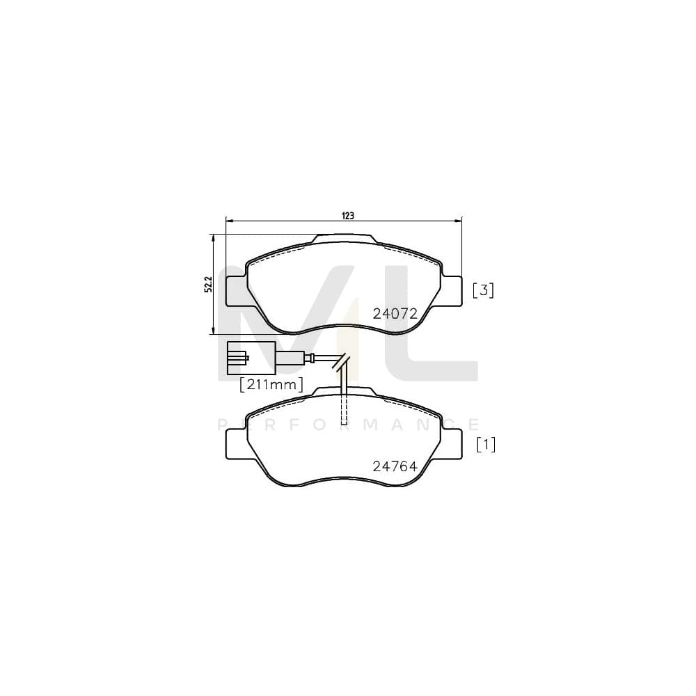 Hella 8DB 355 014-471 Brake Pad Set Incl. Wear Warning Contact, With Accessories | ML Performance Car Parts