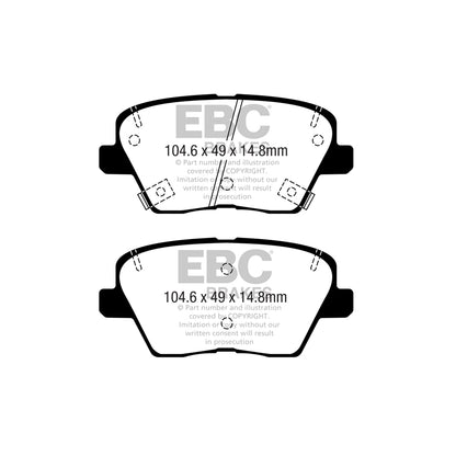 EBC PD01KR1032 Hyundai Kia Greenstuff Rear Brake Pad & Plain Disc Kit 2 | ML Performance UK Car Parts