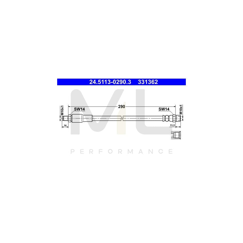 ATE 24.5113-0290.3 Brake Hose 290mm, M10x1 | ML Performance Car Parts