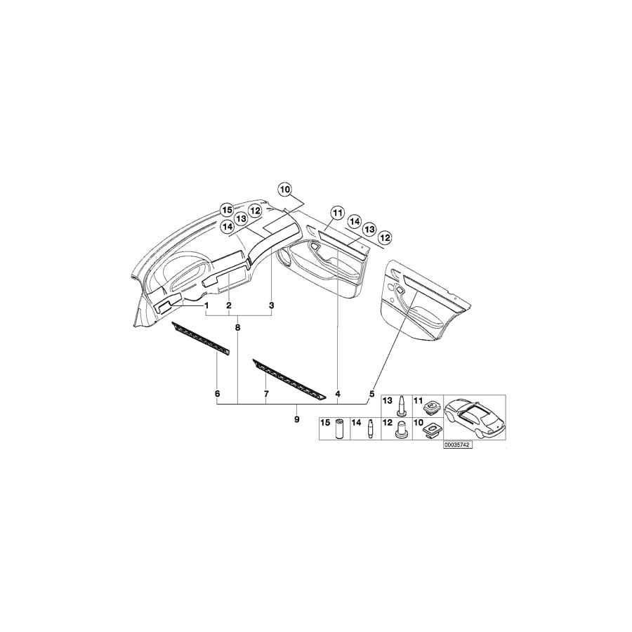 Genuine BMW 51427830192 E46 Aluminum Decor Strip, Rear Right Door BLACK CUBE (Inc. 316i 1.6, 318d & 320d) | ML Performance UK Car Parts