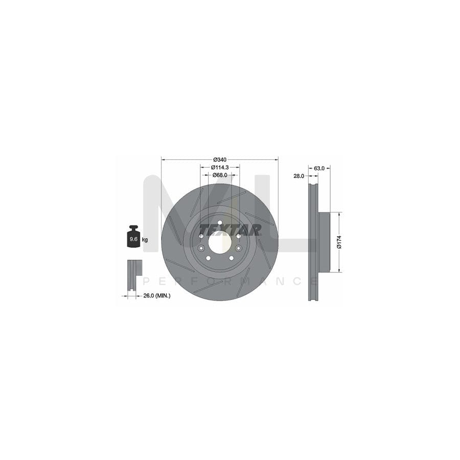 TEXTAR PRO+ 92282205 Brake Disc for RENAULT Megane III Coupe (DZ) Internally Vented, Slotted, Coated, High-carbon, without wheel hub, without wheel studs | ML Performance Car Parts