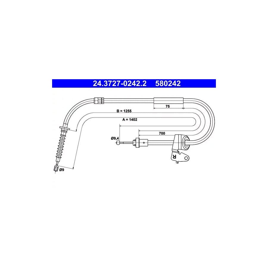 ATE 24.3727-0242.2 Hand Brake Cable