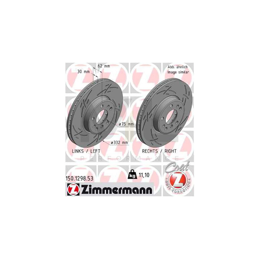 ZIMMERMANN BLACK Z 150.1298.53 Brake Disc Internally Vented, Slotted, Coated, High-carbon | ML Performance Car Parts