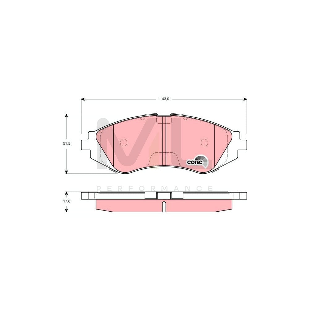 TRW Cotec Gdb3265 Brake Pad Set Not Prepared For Wear Indicator | ML Performance Car Parts