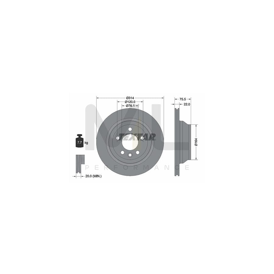 TEXTAR PRO 92121903 Brake Disc Externally Vented, Coated, without wheel hub, without wheel studs | ML Performance Car Parts