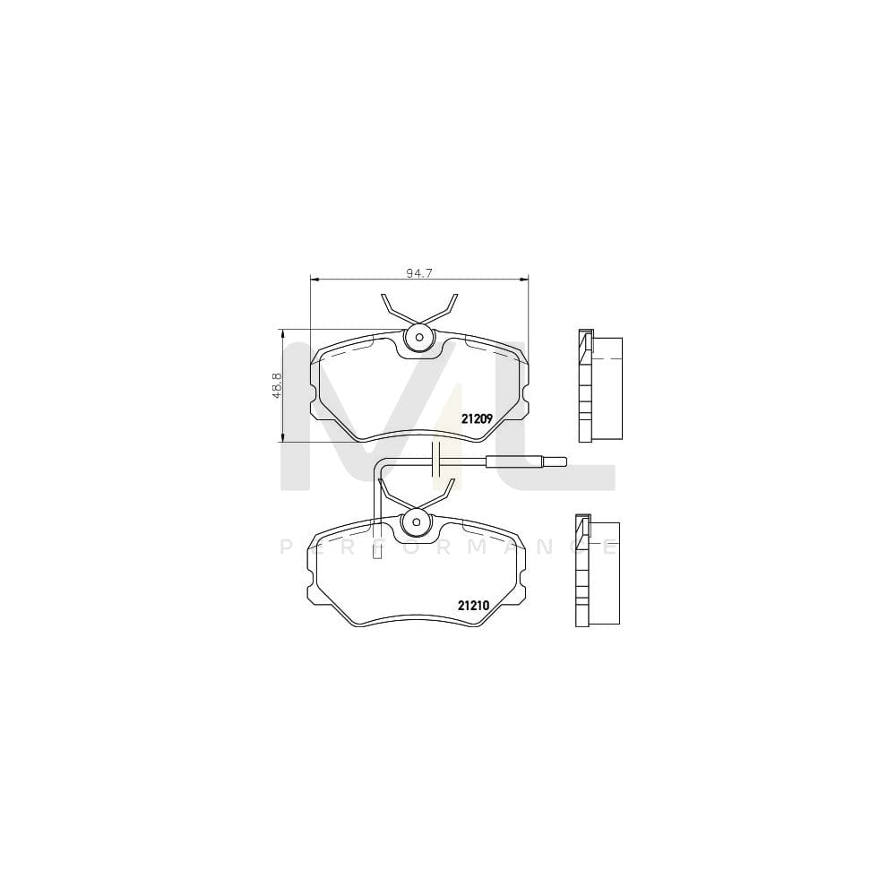 Hella 8DB 355 017-741 Brake Pad Set For Peugeot 405 With Integrated Wear Warning Contact, With Brake Caliper Screws | ML Performance Car Parts