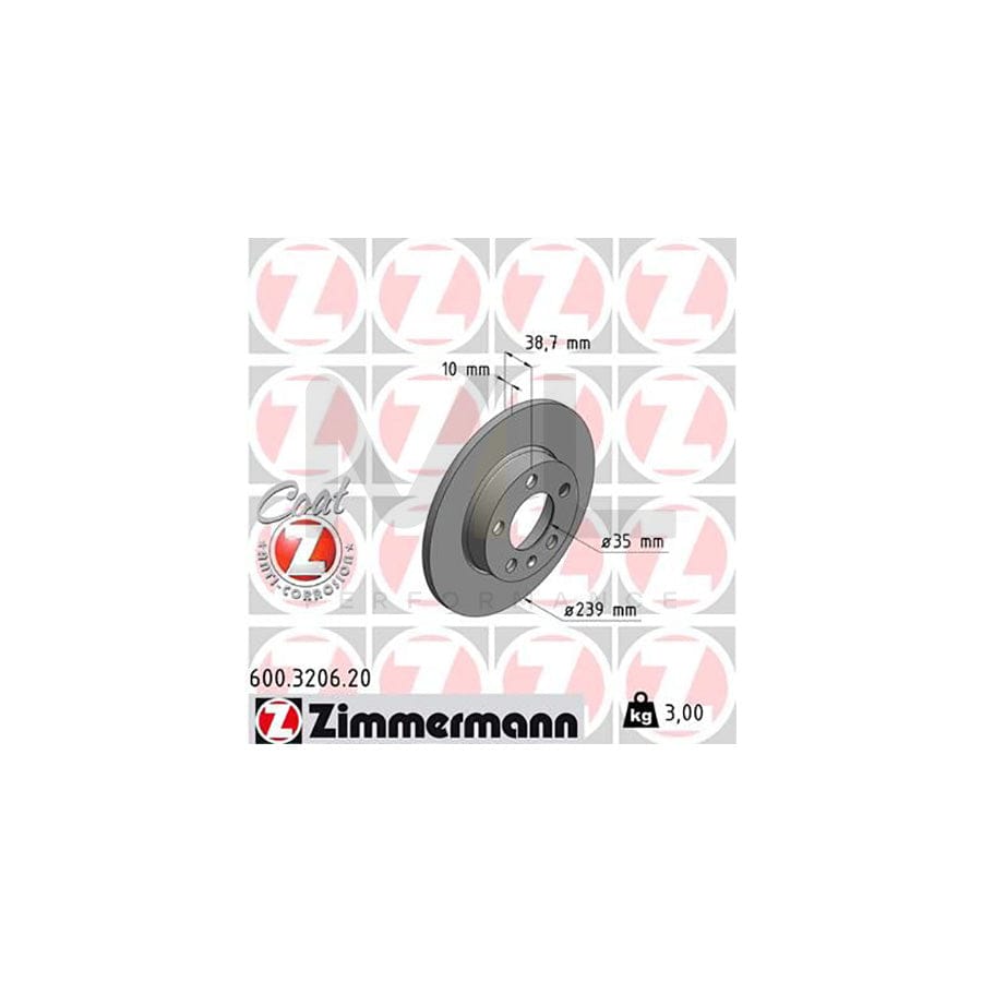 ZIMMERMANN COAT Z 600.3206.20 Brake Disc Solid, Coated | ML Performance Car Parts