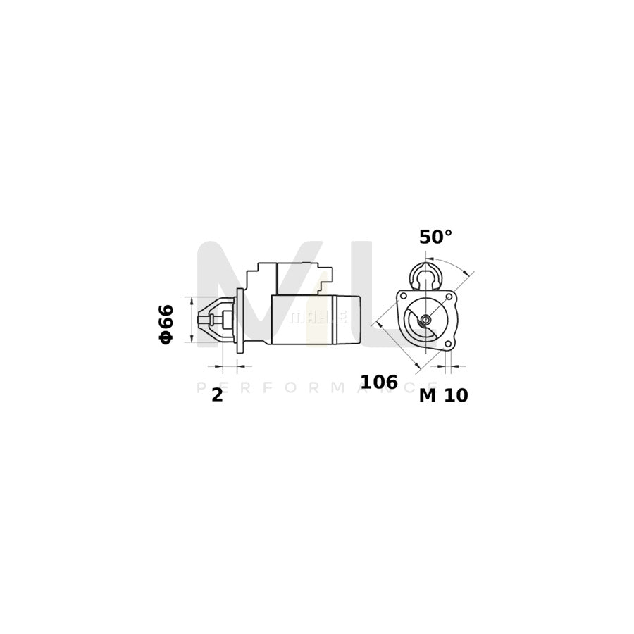 MAHLE ORIGINAL MS 17 Starter motor 12V 0,8kW, Teeth Quant.: 8 | ML Performance Car Parts