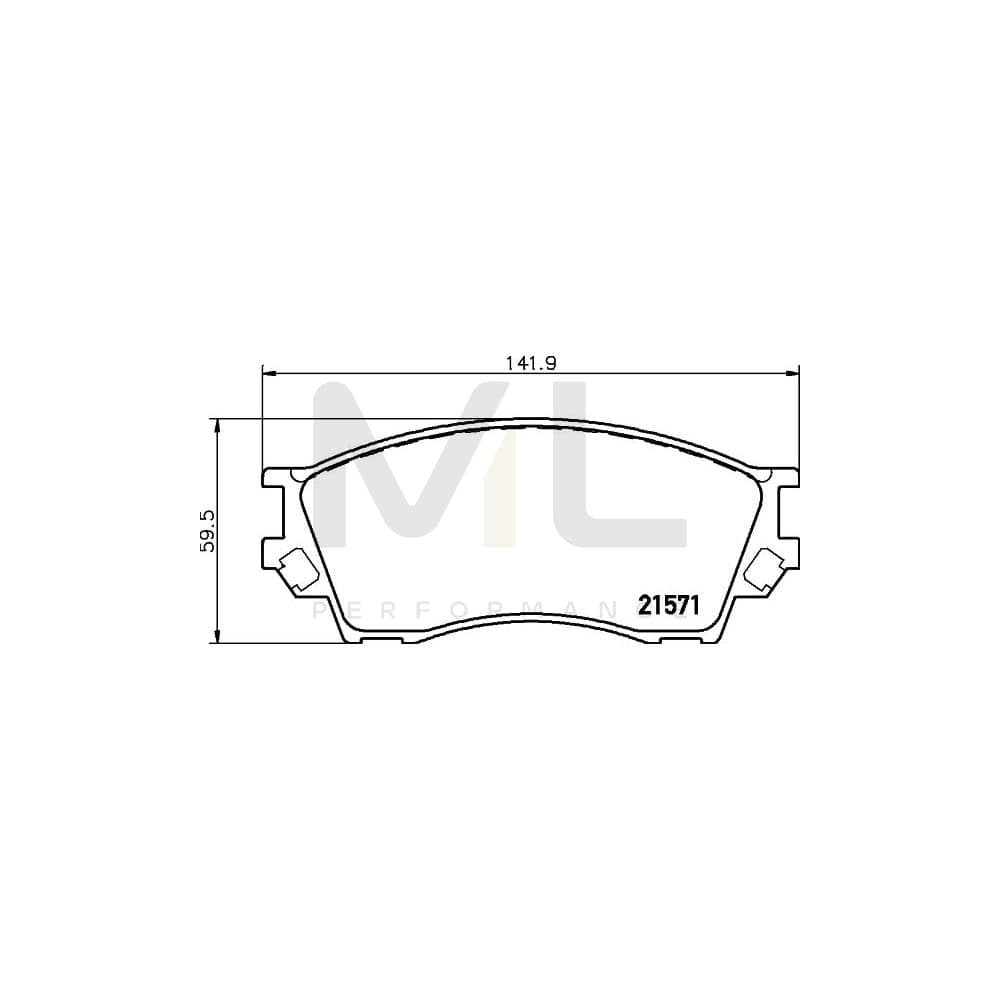 Hella 8DB 355 017-091 Brake Pad Set For Mazda Xedos 9 (Ta) With Acoustic Wear Warning | ML Performance Car Parts