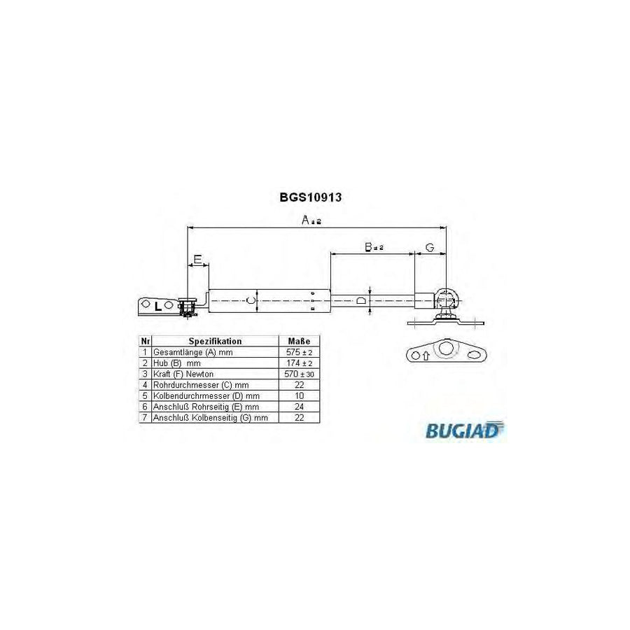 Bugiad BGS10913 Tailgate Strut For Toyota Corolla Vii Estate (E100)