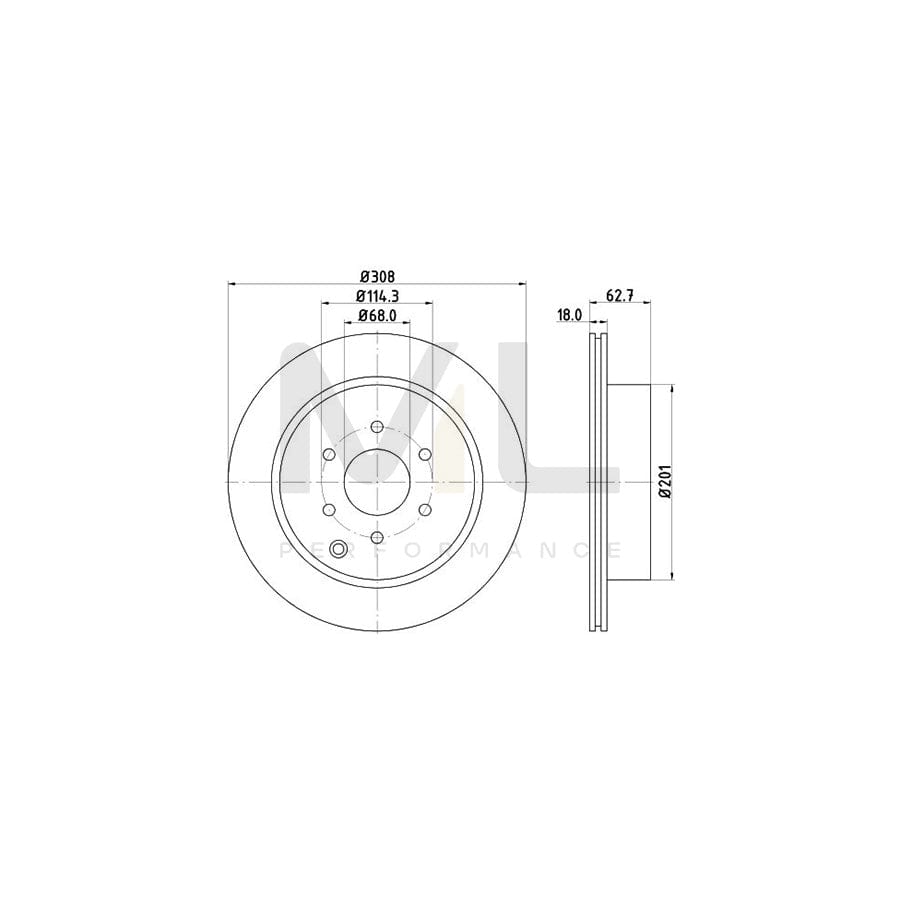 HELLA PRO 8DD 355 115-851 Brake Disc Internally Vented, Coated, without wheel hub, without wheel studs | ML Performance Car Parts