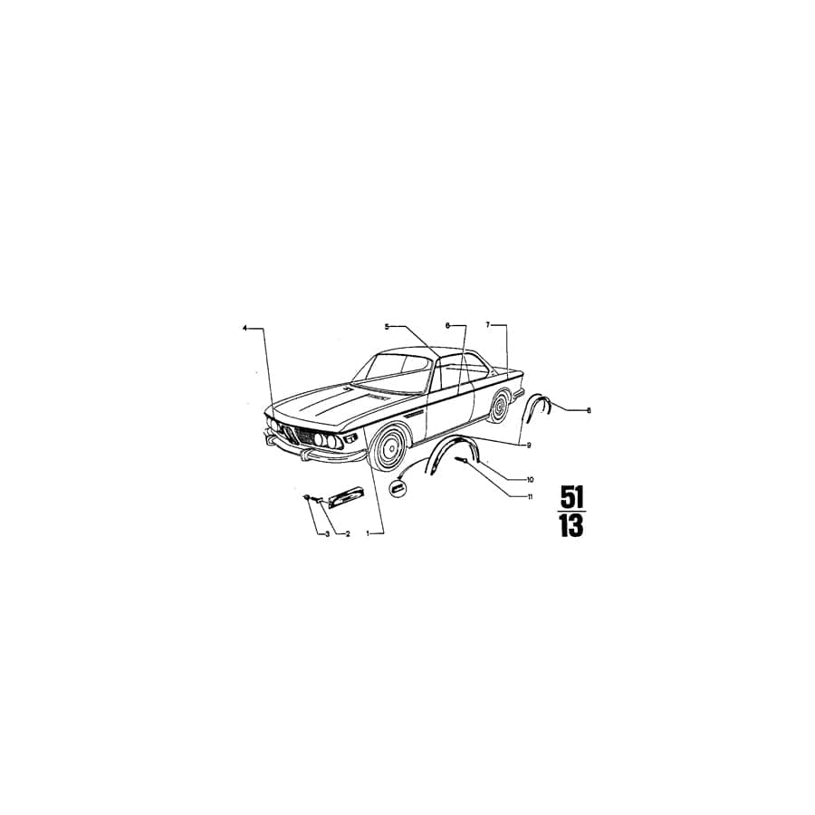 Genuine BMW 51131819607  Covering Rear Left (Inc. 2800CS, 3.0CSiL & 3.0CSL) | ML Performance UK Car Parts