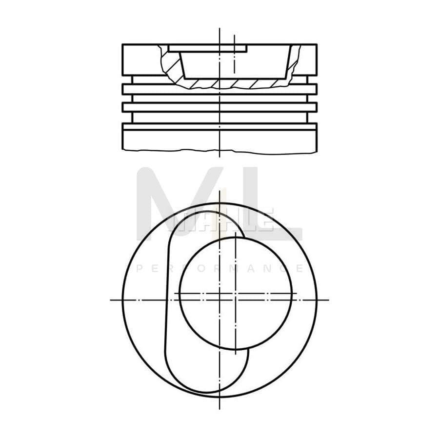 MAHLE ORIGINAL 228 97 20 Piston 128,0 mm, with piston ring carrier, without cooling duct | ML Performance Car Parts