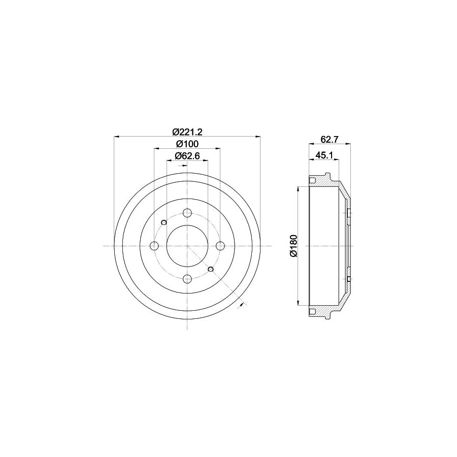 Hella 8DT 355 302-681 Brake Drum