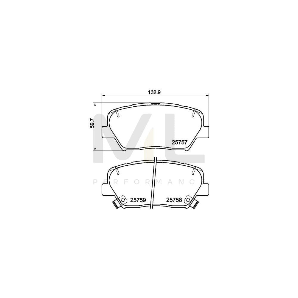 Hella 8DB 355 020-871 Brake Pad Set With Acoustic Wear Warning, With Accessories | ML Performance Car Parts